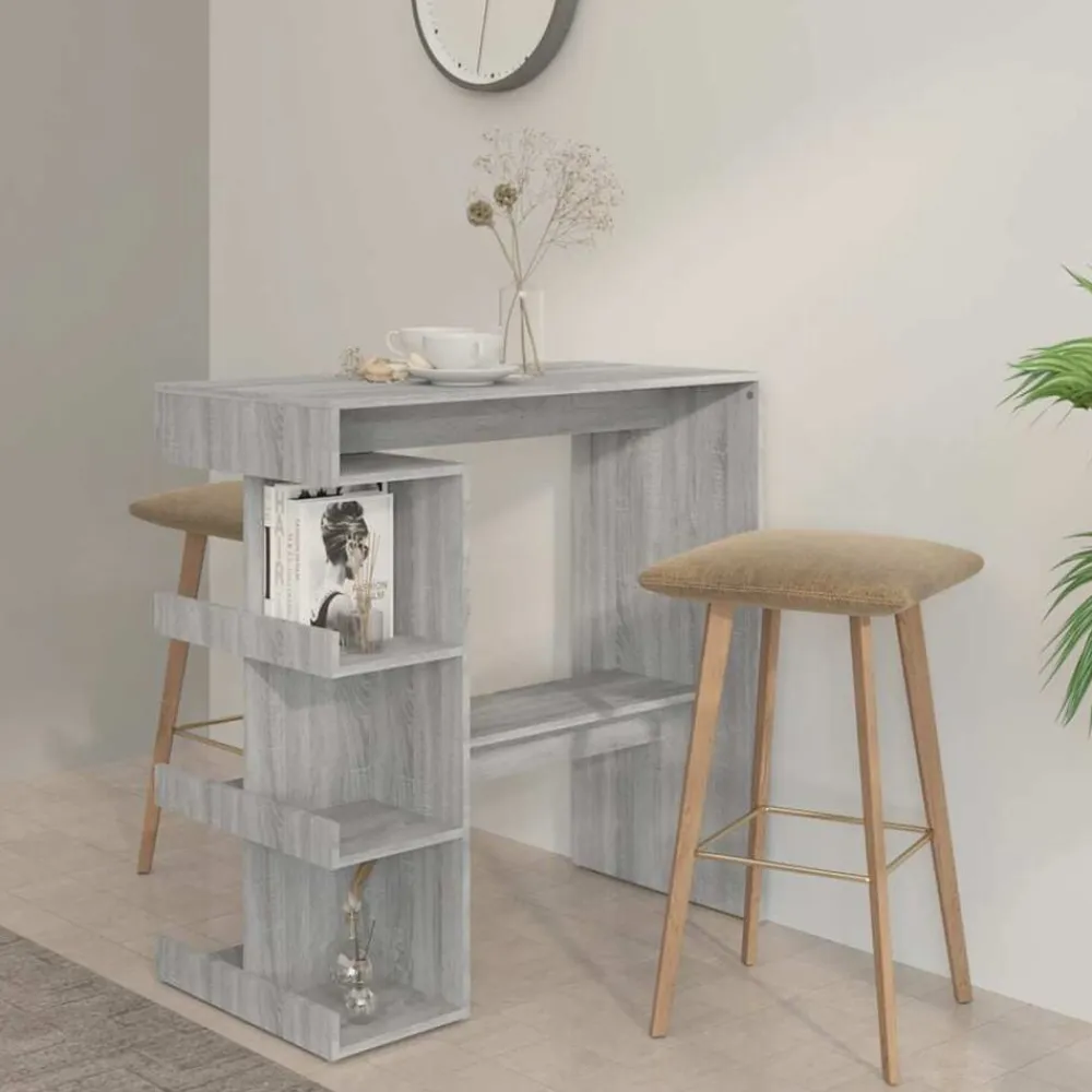 vidaXL Mesa bar estante almacenaje 100x50x101,5 cm Gris sonoma Outlet