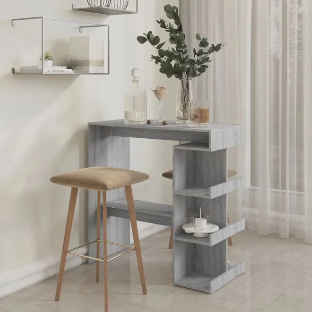 vidaXL Mesa bar estante almacenaje 100x50x101,5 cm Gris sonoma Outlet