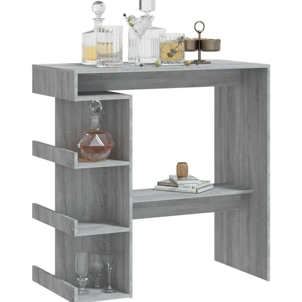 vidaXL Mesa bar estante almacenaje 100x50x101,5 cm Gris sonoma Outlet