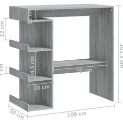 vidaXL Mesa bar estante almacenaje 100x50x101,5 cm Gris sonoma Outlet