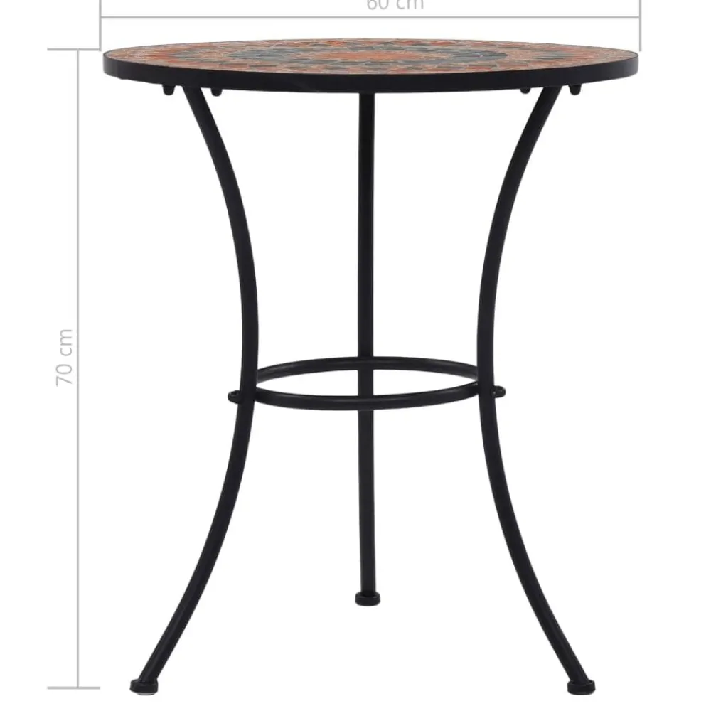 vidaXL Muebles De Jardín-Mesa bistró de mosaico cerámica naranja/gris 60 cm