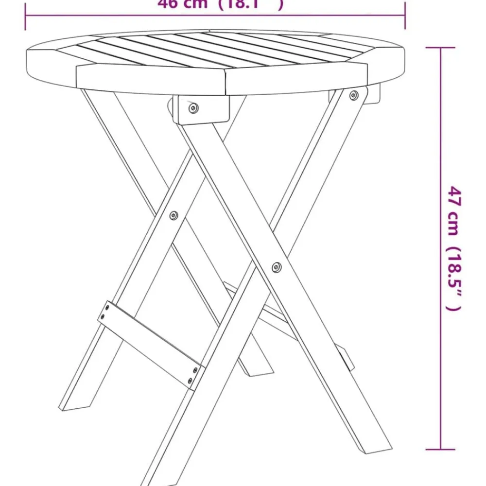 vidaXL Muebles De Jardín-Mesa bistró de terraza madera maciza de acacia Ø46x47 cm
