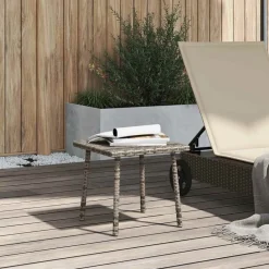 vidaXL Mesa centro jardín rectangular 40x40x37cm ratán sintético Gris Best