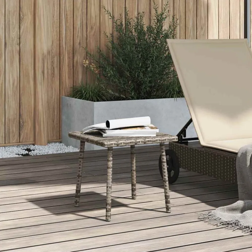 vidaXL Mesa centro jardín rectangular 40x40x37cm ratán sintético Gris Best