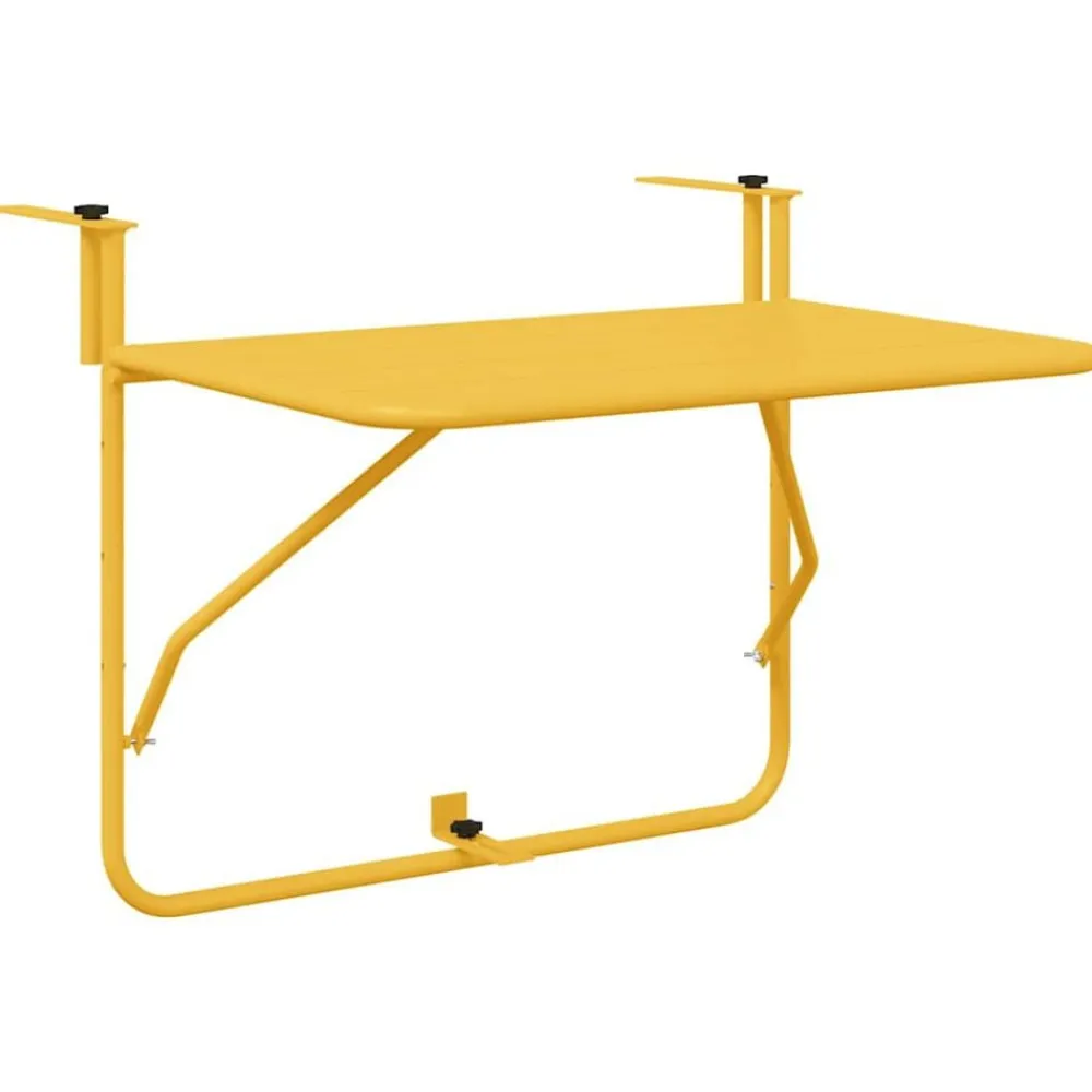vidaXL Mesa Colgante de Balcón 60 x 39 x 65 cm Acero Mostaza Online
