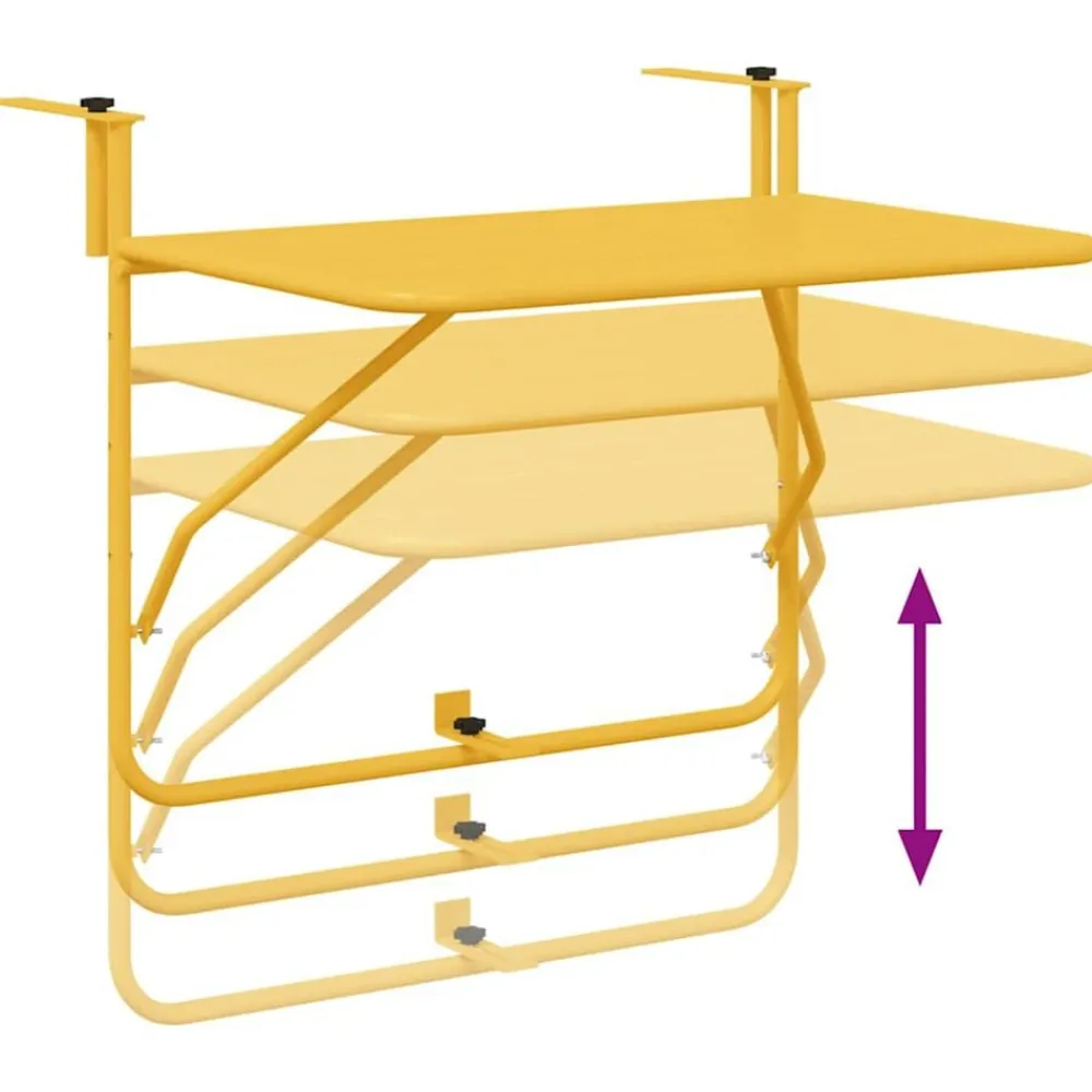 vidaXL Mesa Colgante de Balcón 60 x 39 x 65 cm Acero Mostaza Online
