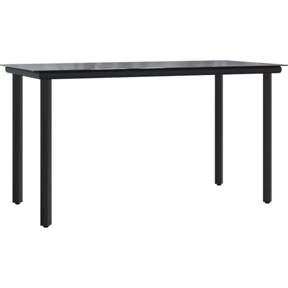 vidaXL Mesa comedor jardín acero y vidrio templado negro 200x100x74 cm Online