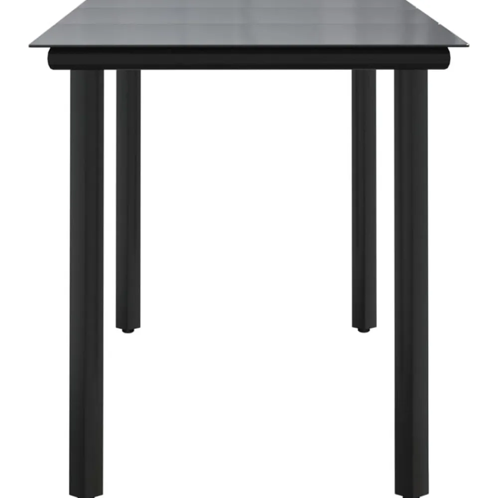 vidaXL Mesa comedor jardín acero y vidrio templado negro 200x100x74 cm Online
