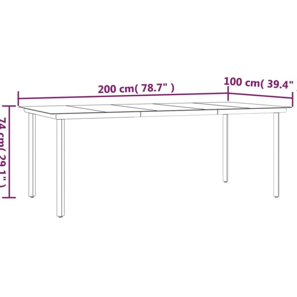 vidaXL Mesa comedor jardín acero y vidrio templado negro 200x100x74 cm Online