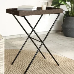 vidaXL Muebles De Jardín-Mesa con bandeja plegable ratán sintético marrón 65x40x75 cm