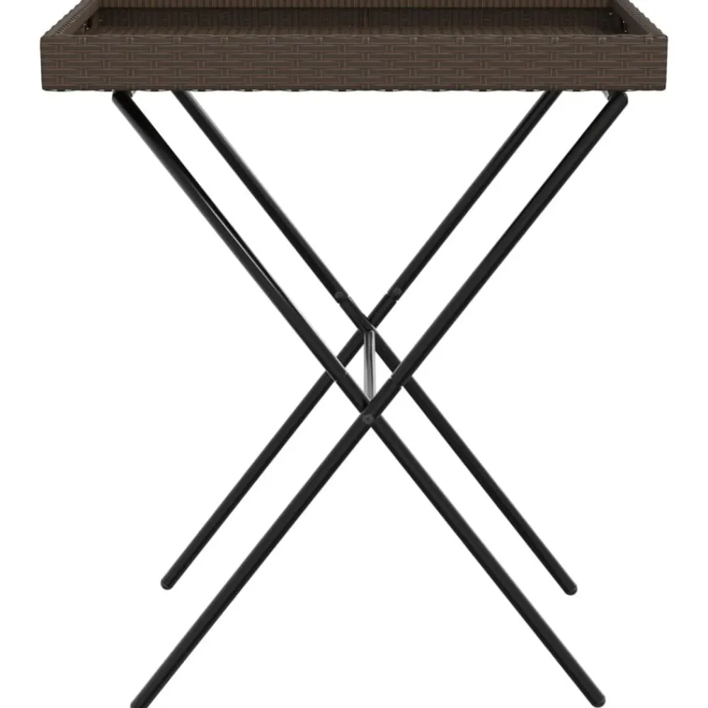 vidaXL Muebles De Jardín-Mesa con bandeja plegable ratán sintético marrón 65x40x75 cm
