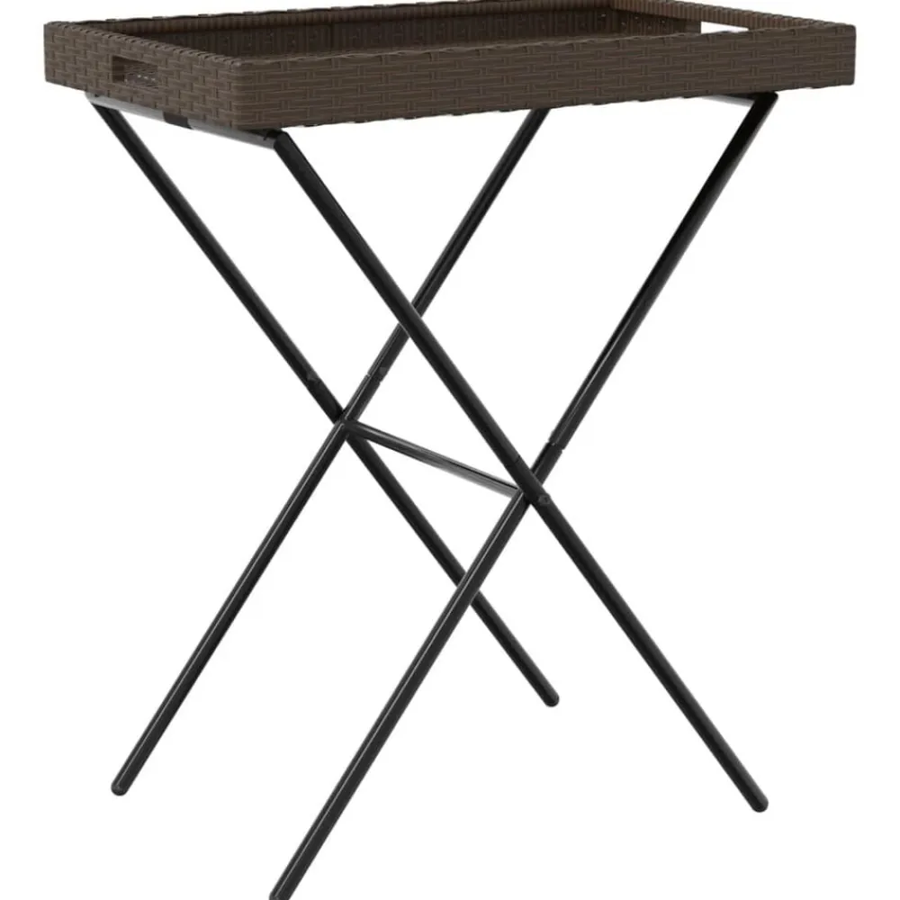 vidaXL Muebles De Jardín-Mesa con bandeja plegable ratán sintético marrón 65x40x75 cm