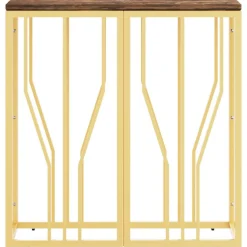 vidaXL Mesa consola acero inoxidable y madera maciza reciclada dorada Dorado
