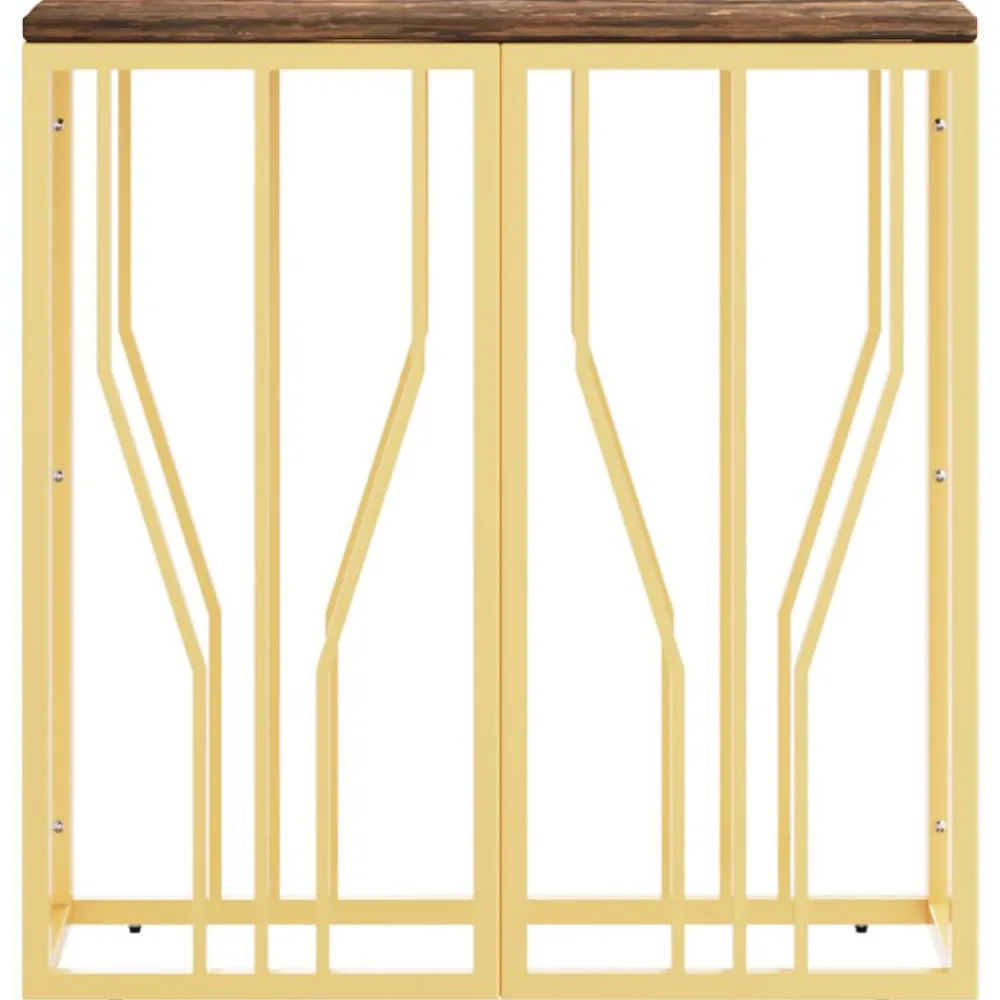 vidaXL Mesa consola acero inoxidable y madera maciza reciclada dorada Dorado