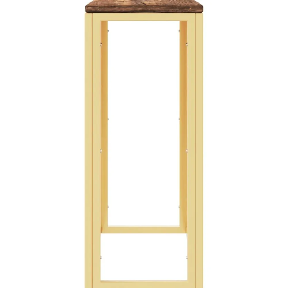 vidaXL Mesa consola acero inoxidable y madera maciza reciclada dorada Dorado
