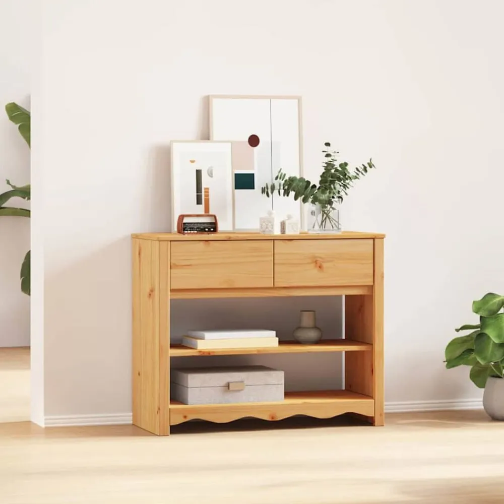 vidaXL Mesa Consola con cajón Drammen Roble 89,5 x 37 x 73 cm color roble Outlet