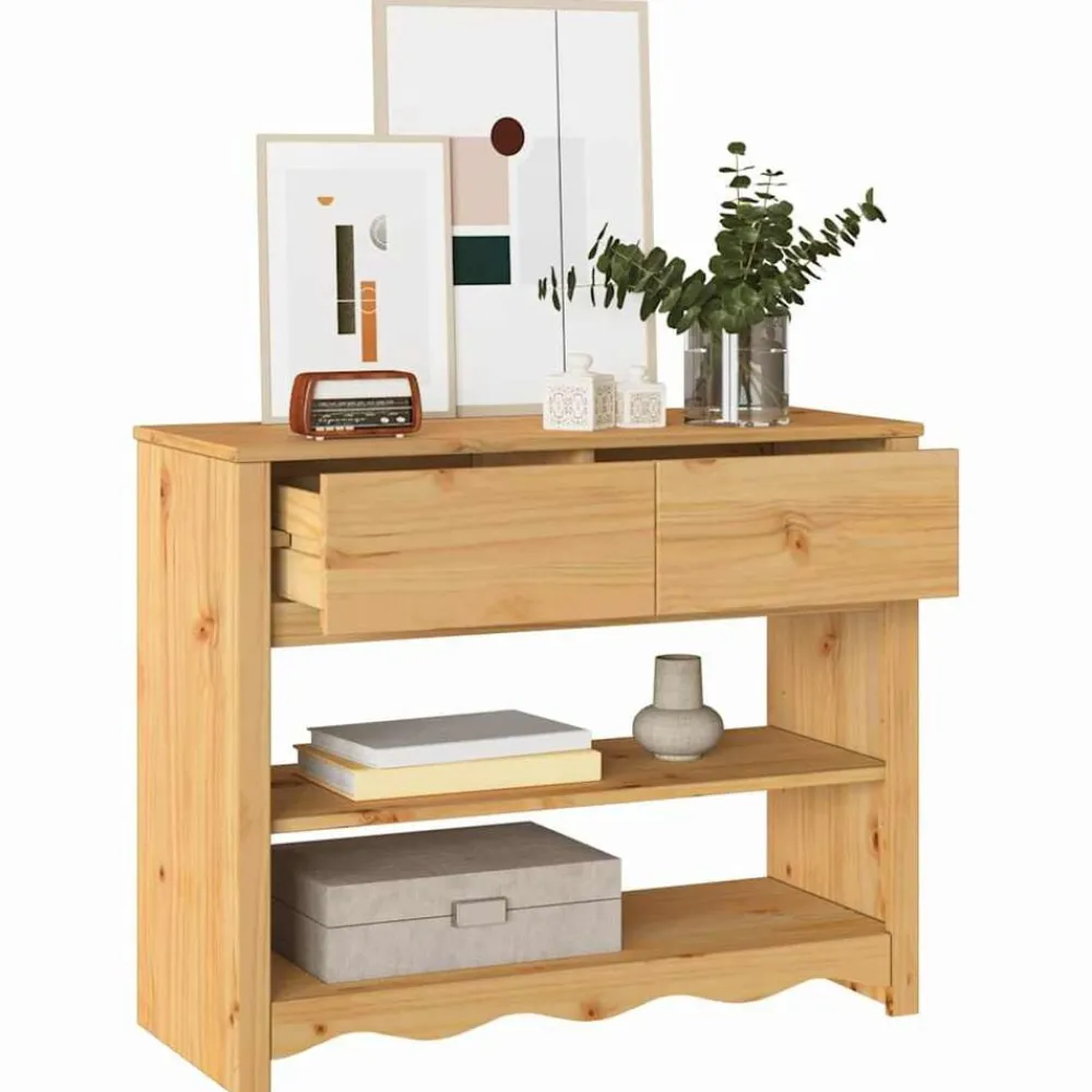 vidaXL Mesa Consola con cajón Drammen Roble 89,5 x 37 x 73 cm color roble Outlet