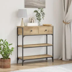 vidaXL Mesa Consola con cajón Roble artesanal 72.5 x 25 x 75 cm Roble artisan New