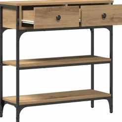vidaXL Mesa Consola con cajón Roble artesanal 72.5 x 25 x 75 cm Roble artisan New