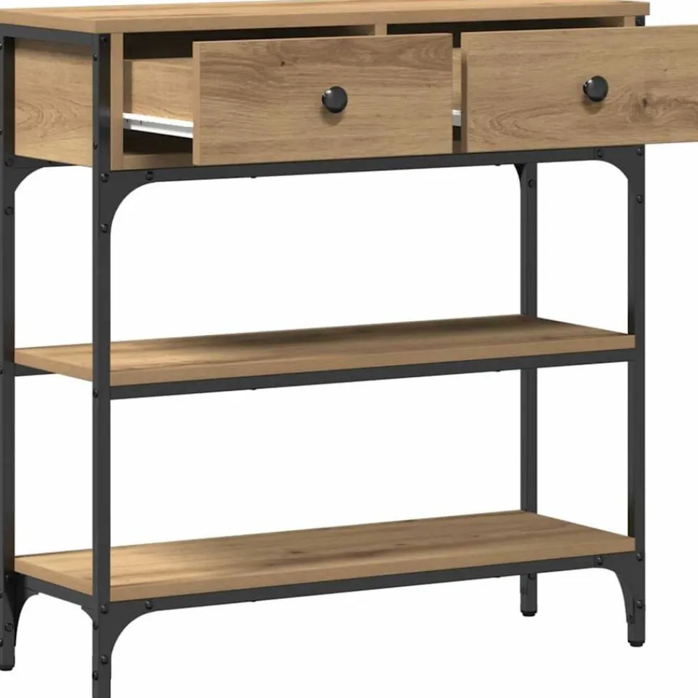 vidaXL Mesa Consola con cajón Roble artesanal 72.5 x 25 x 75 cm Roble artisan New