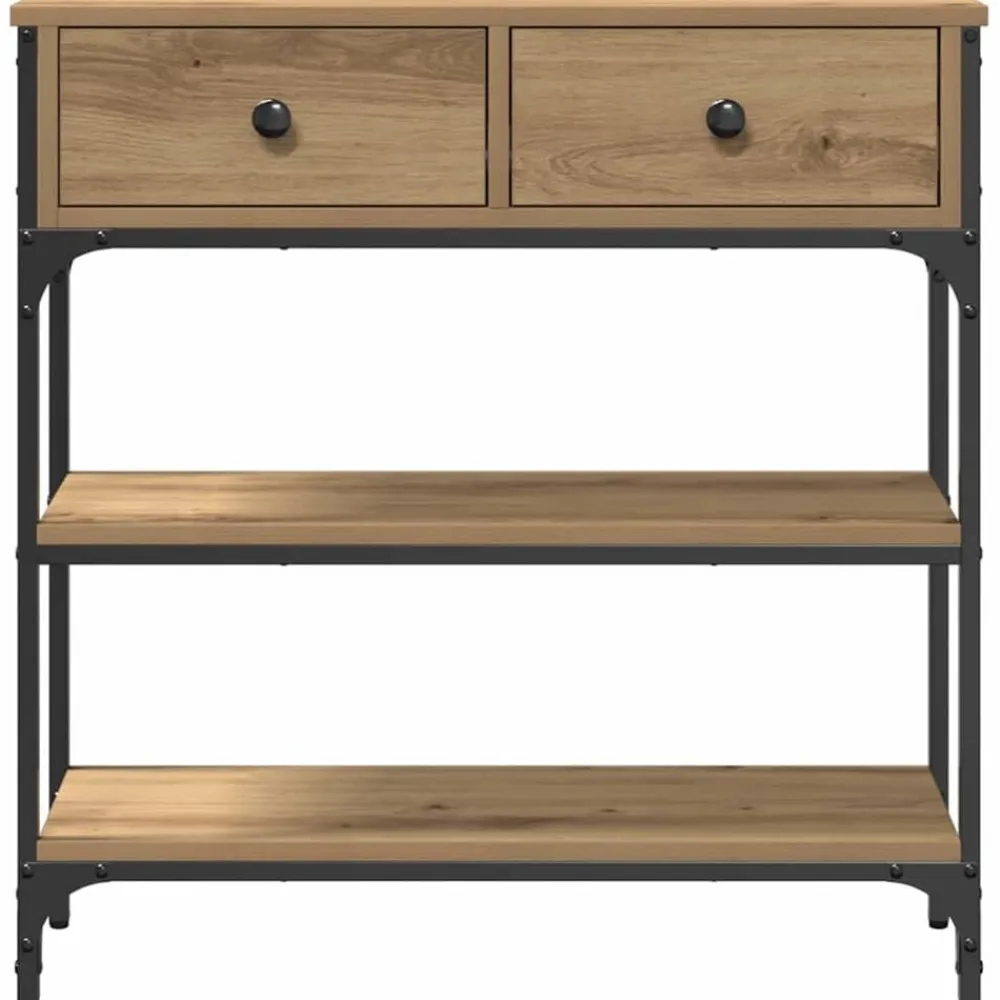 vidaXL Mesa Consola con cajón Roble artesanal 72.5 x 25 x 75 cm Roble artisan New