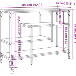 vidaXL Mesas-Mesa consola con estantes 100x35x75 cm
