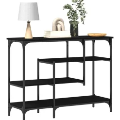 vidaXL Mesa Consola con estante 100 x 35 x 75 cm Roble negro Clearance