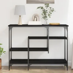 vidaXL Mesa Consola con estante 100 x 35 x 75 cm Roble negro Clearance