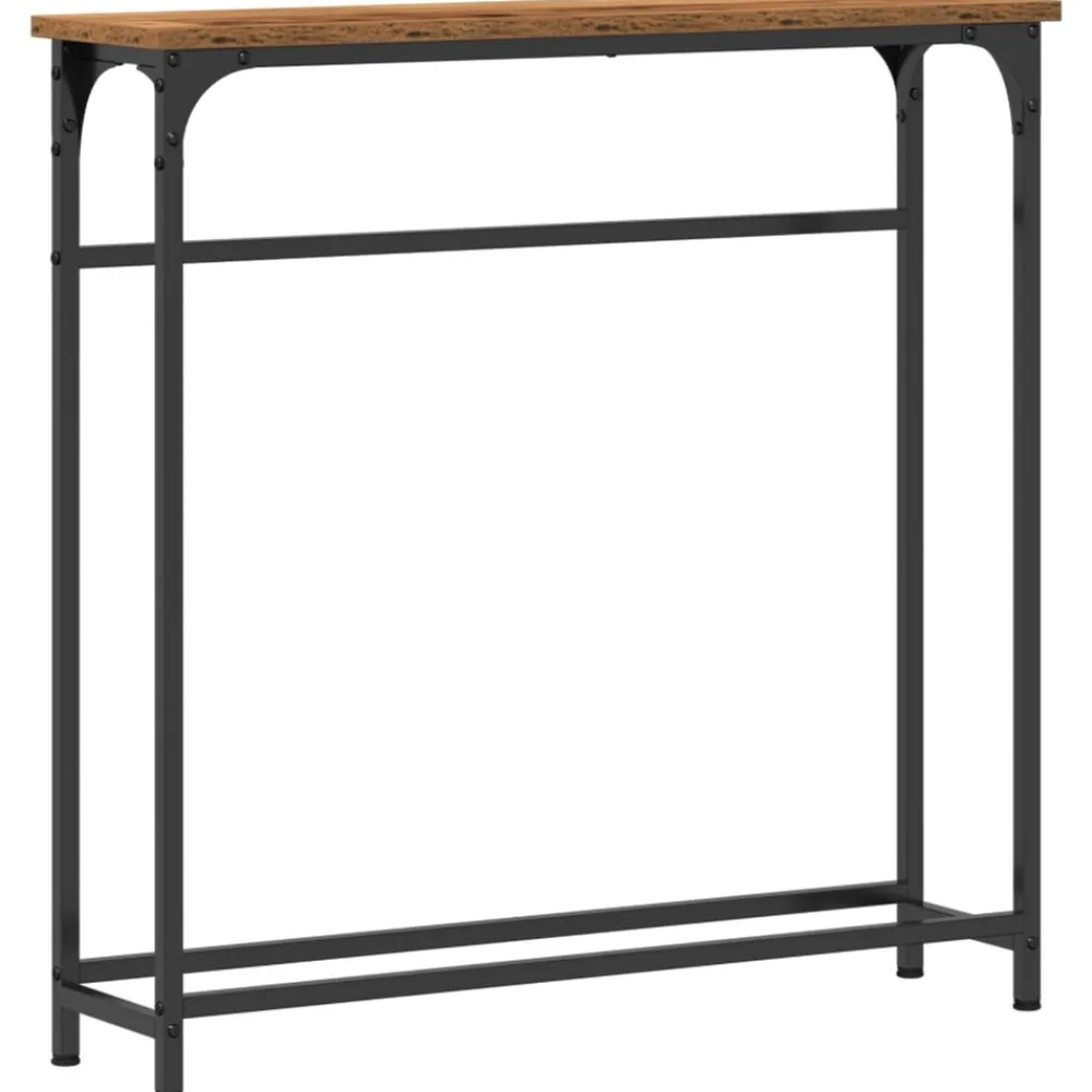 vidaXL Mesas-Mesa Consola con estante Madera vieja 75 x 19,5 x 75 cm
