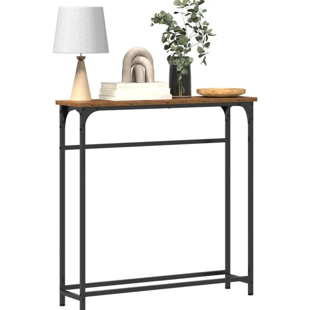 vidaXL Mesas-Mesa Consola con estante Madera vieja 75 x 19,5 x 75 cm