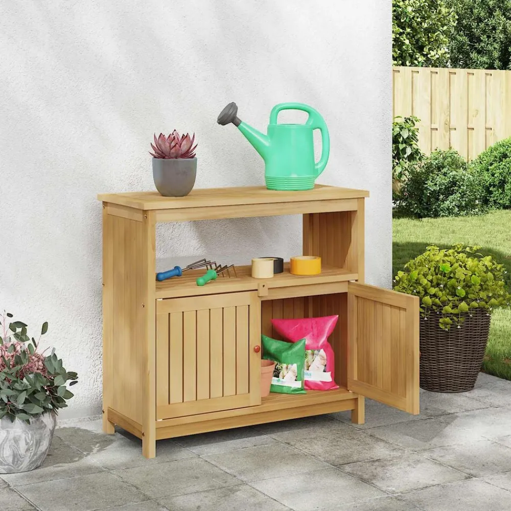 vidaXL Muebles De Jardín-Mesa consola de jardín madera maciza acacia 80x35x75 cm