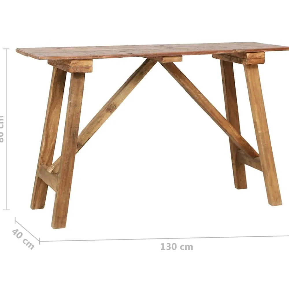 vidaXL Mesas-Mesa consola de madera reciclada mixta 130x40x80 cm
