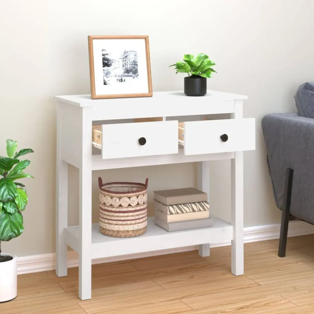 vidaXL Mesa consola de madera maciza de pino 75x35x75 cm Blanco Hot