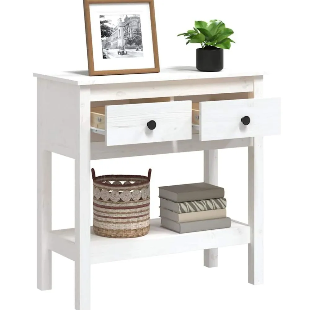 vidaXL Mesa consola de madera maciza de pino 75x35x75 cm Blanco Hot