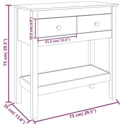 vidaXL Mesa consola de madera maciza de pino 75x35x75 cm Blanco Hot