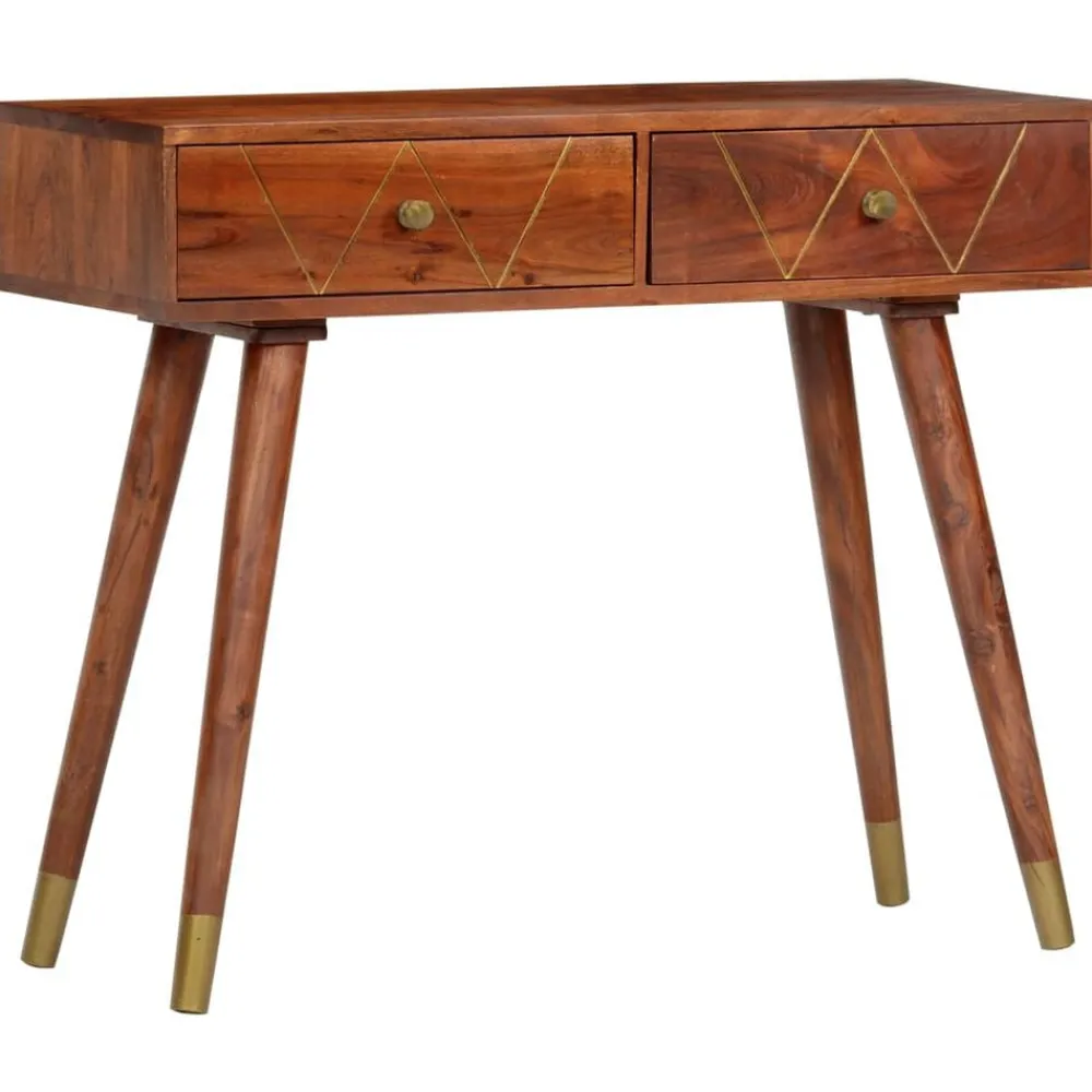 vidaXL Mesas-Mesa consola de madera maciza de acacia 90x35x76 cm