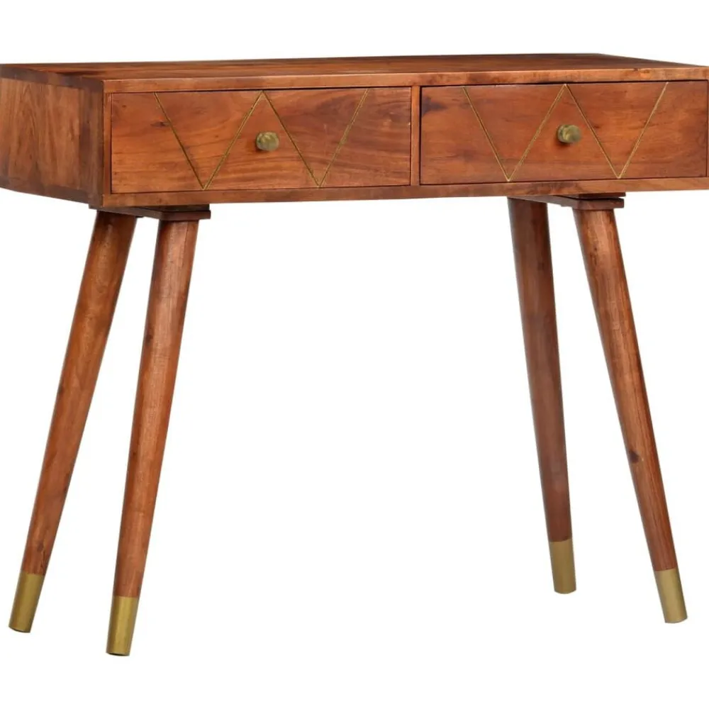 vidaXL Mesas-Mesa consola de madera maciza de acacia 90x35x76 cm