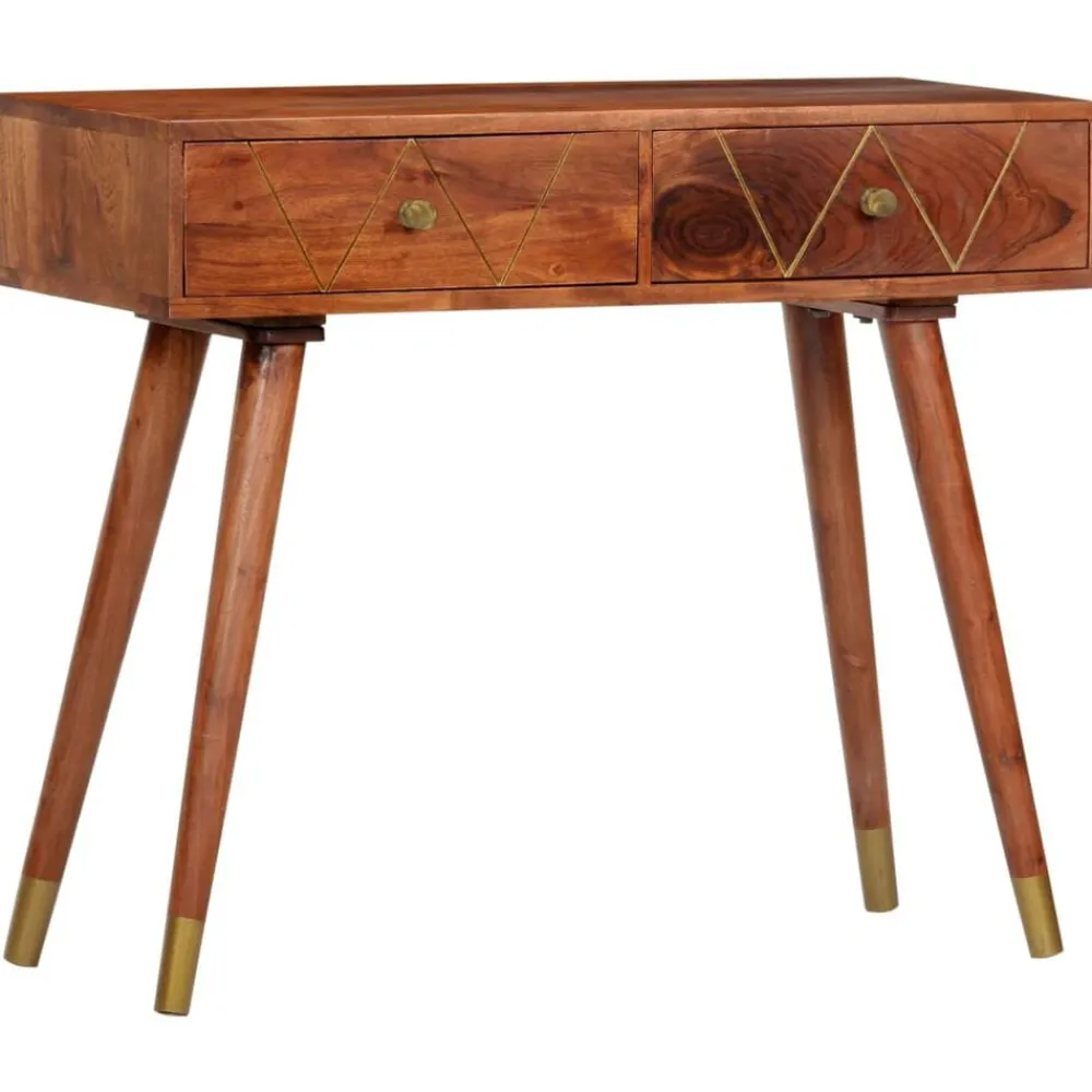 vidaXL Mesas-Mesa consola de madera maciza de acacia 90x35x76 cm