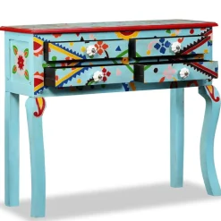 vidaXL Armarios Y Almacenamiento-Mesa consola de madera maciza de mango pintada a mano