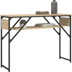 vidaXL Mesa consola estante madera ingeniería 105x30x75cm Roble Sonoma Discount