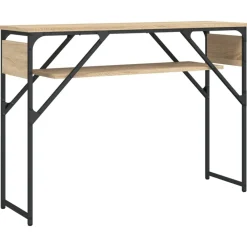 vidaXL Mesa consola estante madera ingeniería 105x30x75cm Roble Sonoma Discount