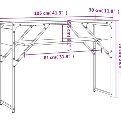 vidaXL Mesa consola estante madera ingeniería 105x30x75cm Roble Sonoma Discount