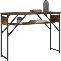 vidaXL Mesas-Mesa consola estante madera ingeniería roble humo 105x30x75 cm