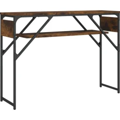vidaXL Mesas-Mesa consola estante madera ingeniería roble humo 105x30x75 cm