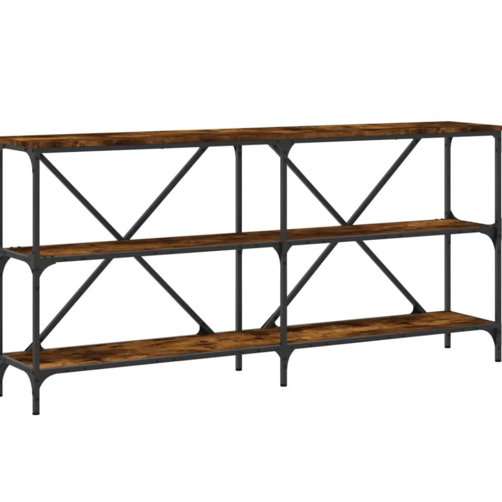 vidaXL Mesas-Mesa consola hierro madera ingeniería 160x30x75cm