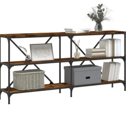 vidaXL Mesas-Mesa consola hierro madera ingeniería 160x30x75cm