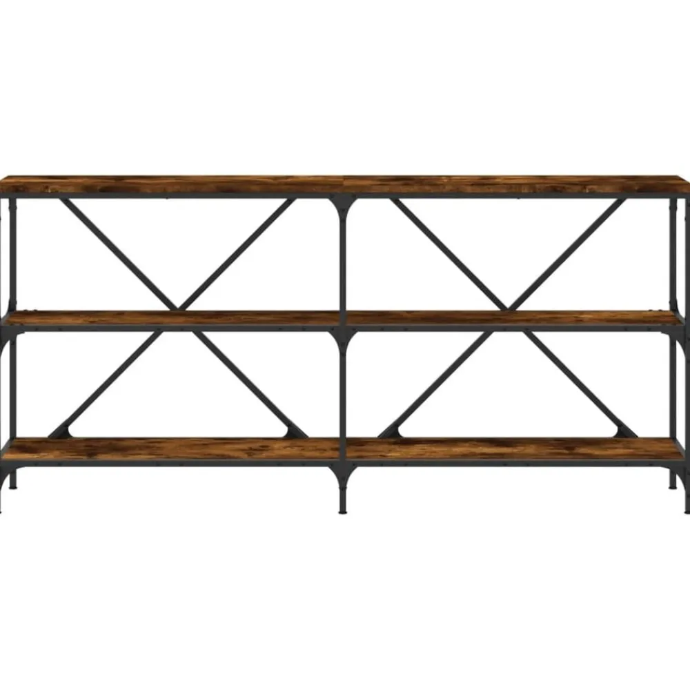 vidaXL Mesas-Mesa consola hierro madera ingeniería 160x30x75cm