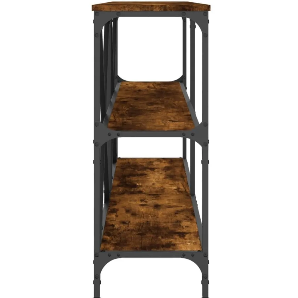 vidaXL Mesas-Mesa consola hierro madera ingeniería 160x30x75cm