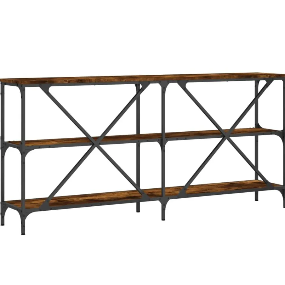 vidaXL Mesas-Mesa consola hierro madera ingeniería 160x30x75cm