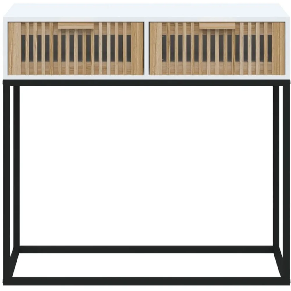 vidaXL Mesa consola hierro y madera contrachapada 80x30x75 cm Blanco Best